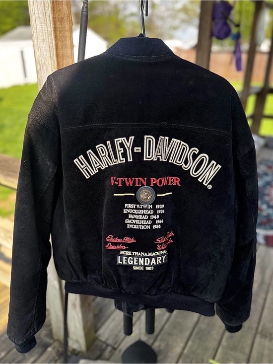 Harley-Davidson Other - Vintage Harley Davidson Men’s Sz L Black,Suede&Leather Bomber Jacket VTwin power